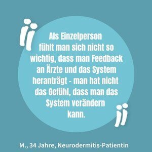 Zitat einer Neurodermitis Patientin, die sich als Einzelperson nicht so wichtig fühlt, als dass sie im System etwas verändern könnte